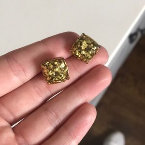 Kate Spade Gold Glitter stud earrings